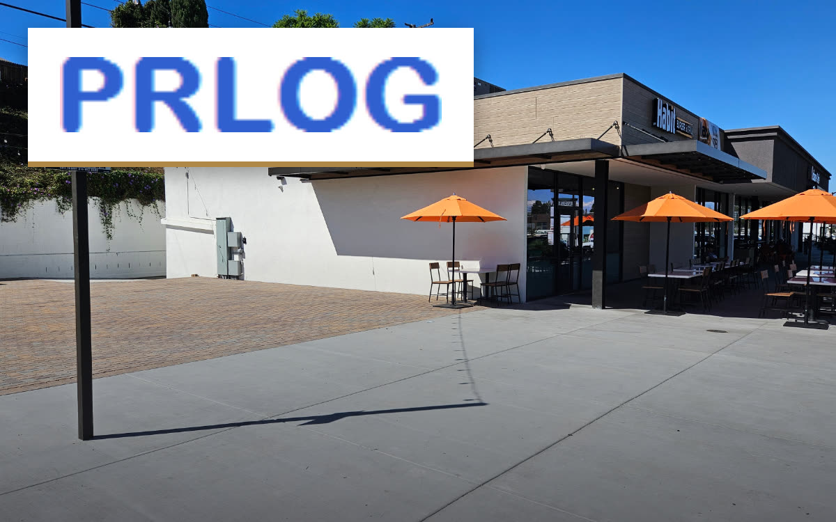 PRLog logo over Western Plaza, Rancho Palos Verdes, CA