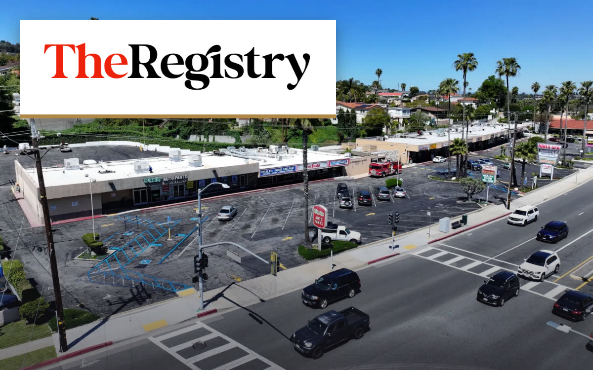 The Registry SoCal logo over Western Plaza, Rancho Palos Verdes, CA