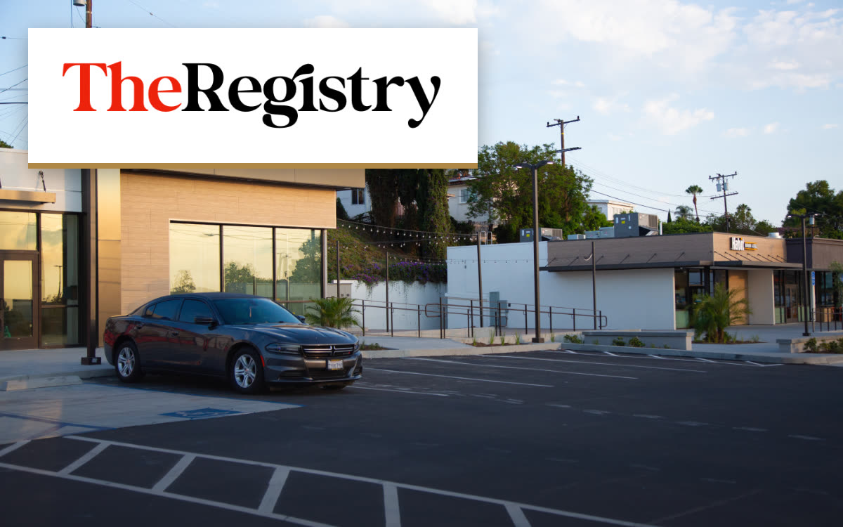 The Registry SoCal logo over Western Plaza, Rancho Palos Verdes, CA